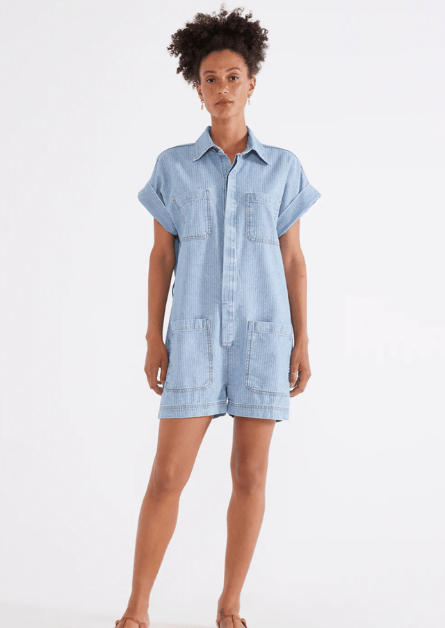 Adeya Stripe Romper in Beach Day Stripe