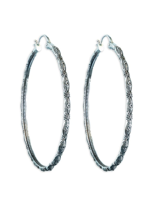 Amorra Evil Eye Hoops in Silver