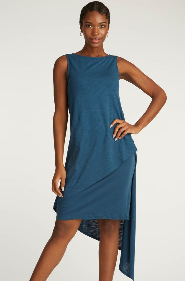 Asymetrical Slub Tunic in Navy