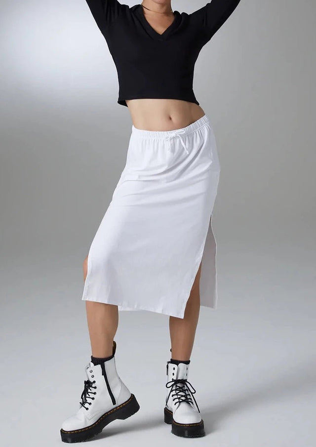 Autumn Midi Skirt in Pearl - Veneka-Sustainable-Ethical-Bottoms-YesAnd Drop Ship