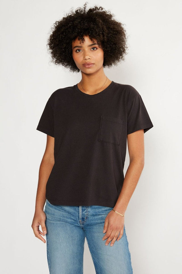 Avril Pocket Tee in Black Beauty - Veneka-Sustainable-Ethical-Tops-Etica Denim Drop Ship