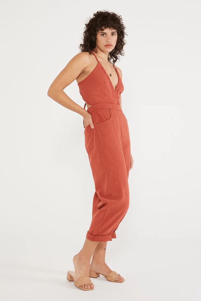 Birdie Halter Jumpsuit in Bossa Nova - Veneka-Sustainable-Ethical-Dresses-Etica Denim Drop Ship