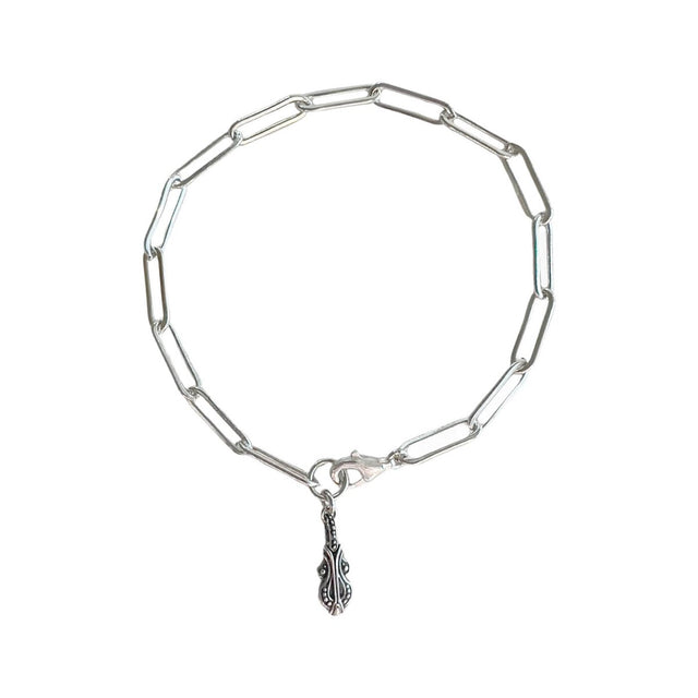 Blaine Paper Clip Bracelet with Melody Charm in Silver - Veneka-Sustainable-Ethical--Astor & Orion Drop Ship