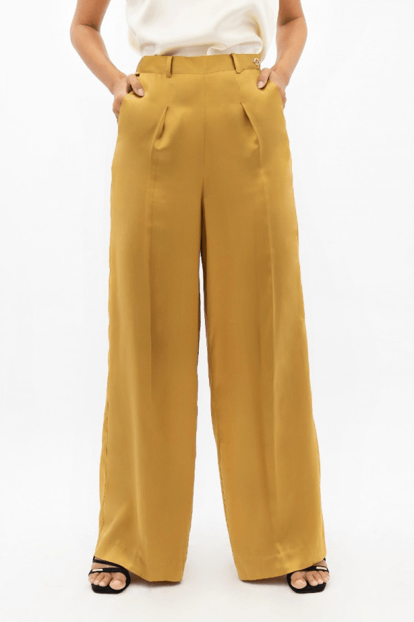 Branson BKG Wide Leg Pants in Mimosa - Veneka-Sustainable-Ethical-Bottoms-1 People Drop Ship