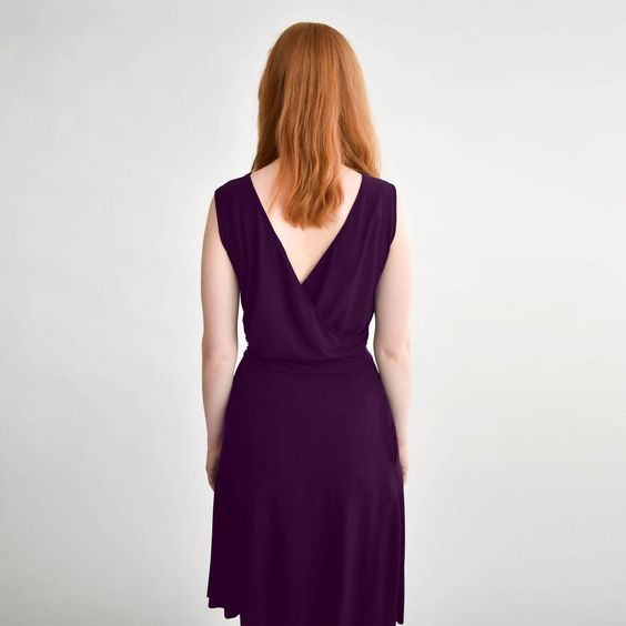 Breakaway Faux-Wrap Skirt in Plum Purple - Final Sale - Veneka-Sustainable-Ethical-Bottoms-Encircled Drop Ship