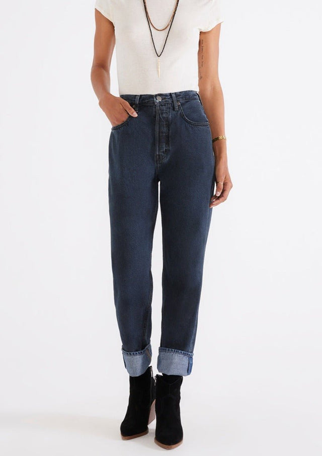 Bryce Pinch Waist Boyfriend - Black Lava - Veneka-Sustainable-Ethical-Bottoms-Etica Denim Drop Ship