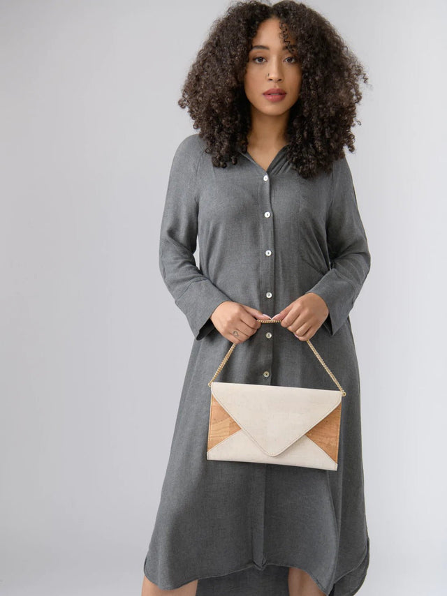Date Night Clutch in White - Veneka-Sustainable-Ethical-Jewelry-Tiradia Cork Drop Ship