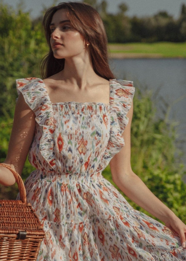 Dress in Ikat Print - Veneka-Sustainable-Ethical-Dresses-Em & Shi Drop Ship