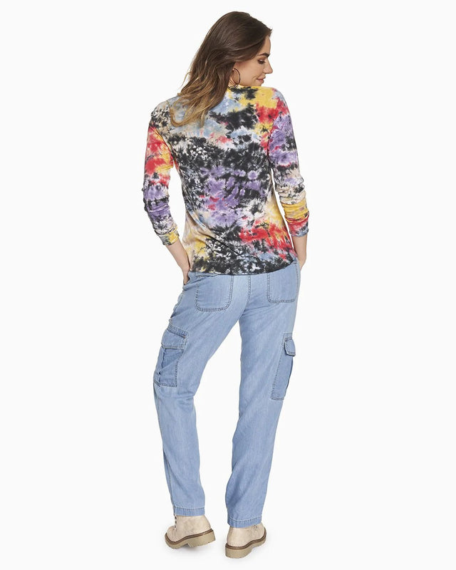Erin Tie Dye Henley Tee in New Earth Tie Dye - Veneka-Sustainable-Ethical-Tops-YesAnd Drop Ship