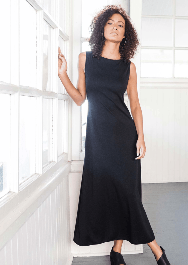 Essential Boatneck Dress in Black - Veneka-Sustainable-Ethical-Dresses-Indigenous Drop Ship