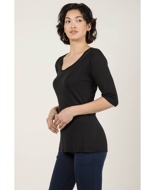 Essential Scoop Tee in Black - Veneka-Sustainable-Ethical-Tops-Indigenous Drop Ship