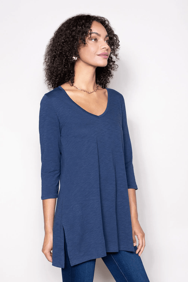 Essential Slub Tunic in Navy - Veneka-Sustainable-Ethical-Tops-Indigenous Drop Ship