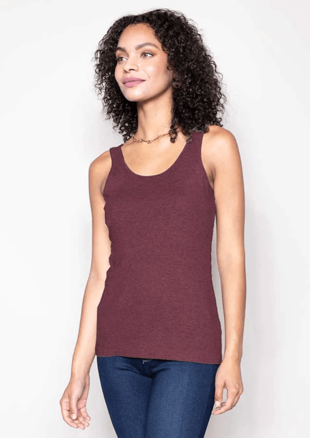 Essential Tank in Heather Burgundy - Veneka-Sustainable-Ethical-Tops-Indigenous Drop Ship