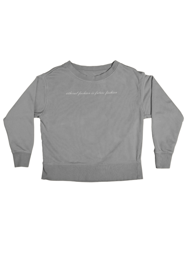 Ethical Fashion is Future Fashion Unisex Sweatshirt in Grey - Veneka-Sustainable-Ethical-Tops-J&R Artisan Fashion Drop Ship