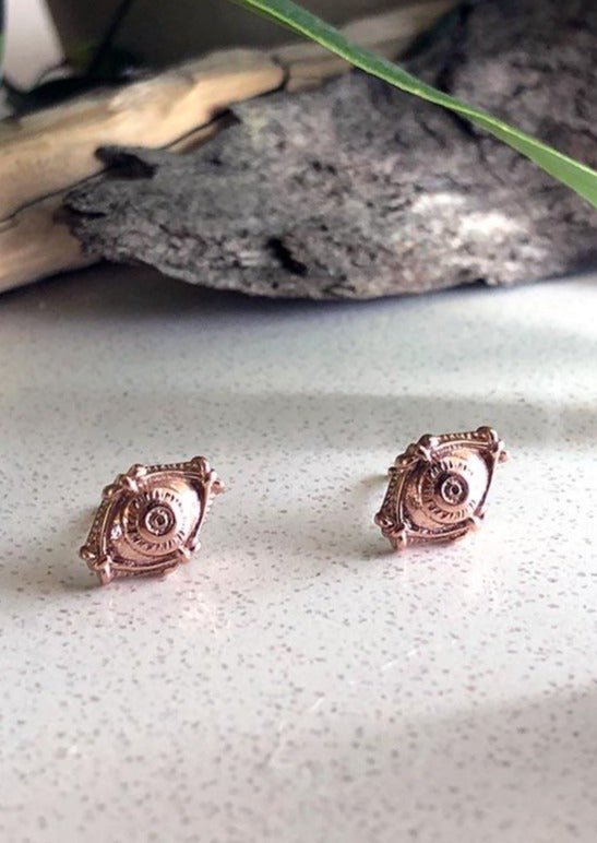 Eye Stud Earrings in Rose Gold - Veneka-Sustainable-Ethical-Jewelry-Astor & Orion Drop Ship