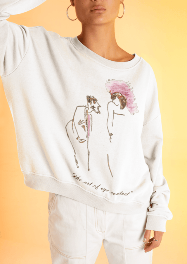 Eyes Unisex Sweatshirt in White - Veneka-Sustainable-Ethical-Tops-J&R Artisan Fashion Drop Ship