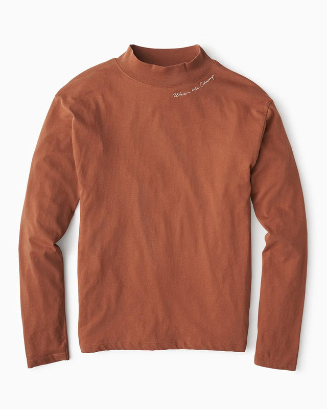 Georgia Mock Neck Tee in Mocha Bisque Wear the Change - Veneka-Sustainable-Ethical-Tops-YesAnd Drop Ship