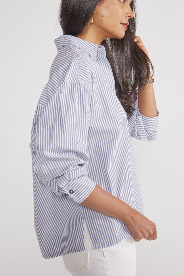 Holly Classic Shirt - Sky Stripe - Veneka-Sustainable-Ethical-Tops-Etica Denim Drop Ship