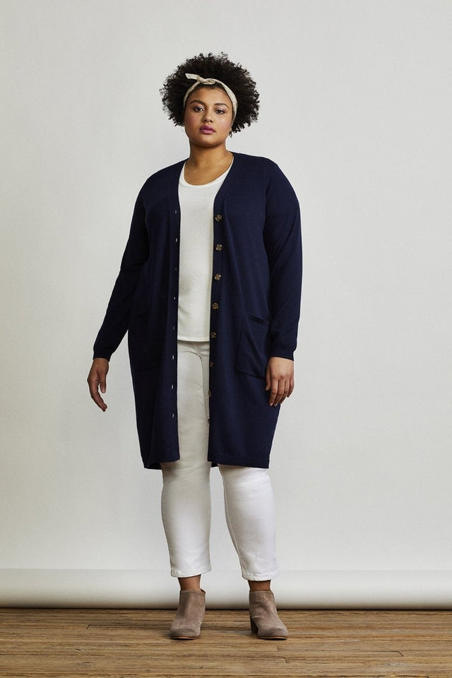 Hyland Cardi Dress in French Navy - Veneka-Sustainable-Ethical-Dresses-Hours Drop Ship
