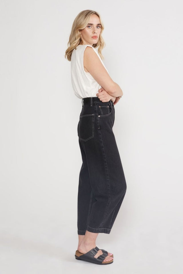 Iris Relaxed Taper - Obsidian - Veneka-Sustainable-Ethical-Bottoms-Etica Denim Drop Ship