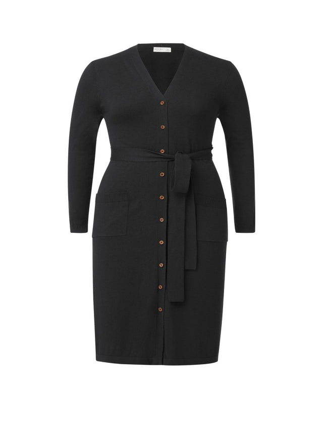 Jordyn Cardi Dress in Jet Black - Veneka-Sustainable-Ethical-Dresses-Hours Drop Ship