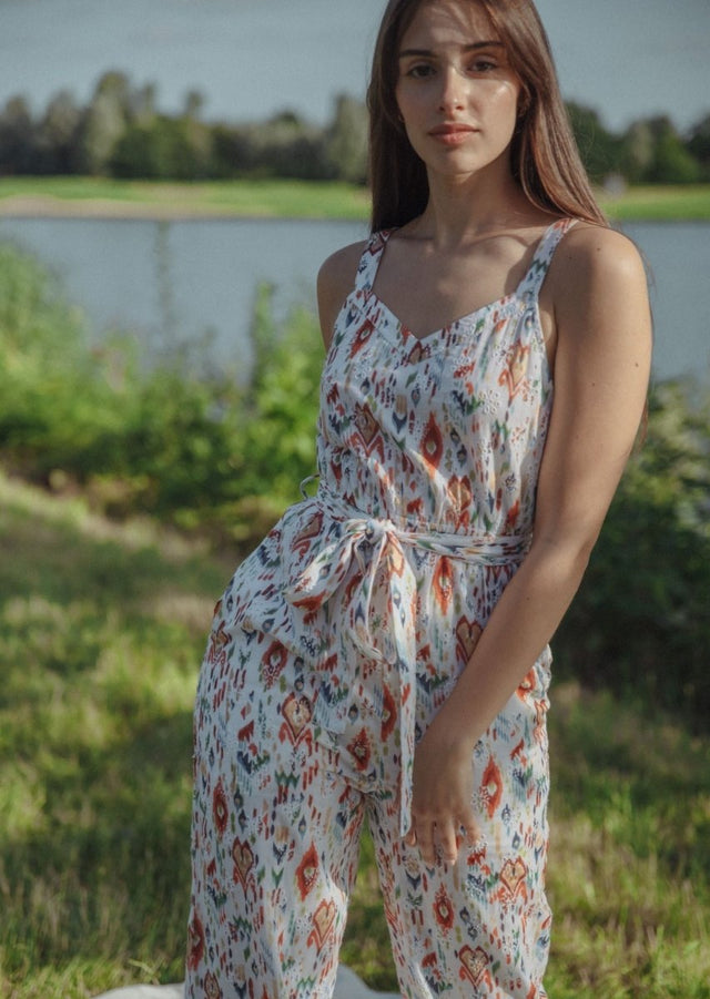 Jumpsuit in Ikat Print - Veneka-Sustainable-Ethical-Dresses-Em & Shi Drop Ship