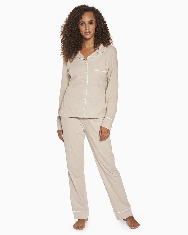 Kerry Sleep Shirt in Taupe - Veneka-Sustainable-Ethical-Tops-YesAnd Drop Ship
