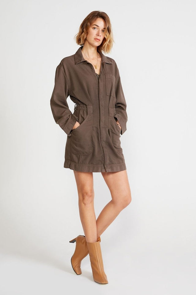 Laurel Utility Dress in Bracken - Veneka-Sustainable-Ethical-Dresses-Etica Denim Drop Ship