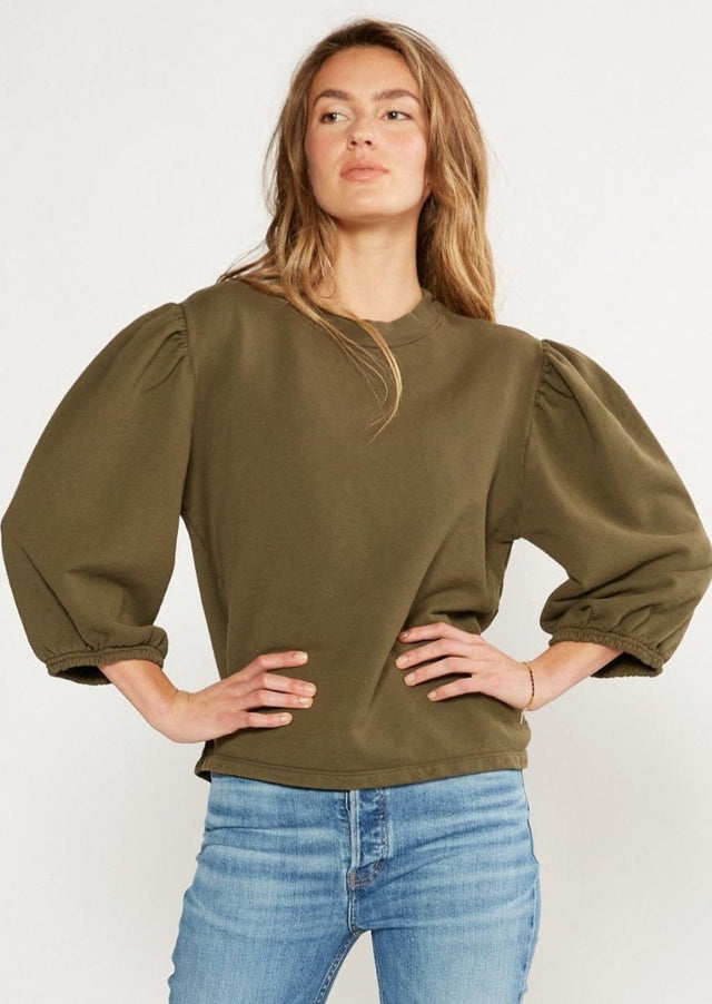 Marie Puff Sleeve Sweatshirt in Sea Turtle - Veneka-Sustainable-Ethical-Tops-Etica Denim Drop Ship