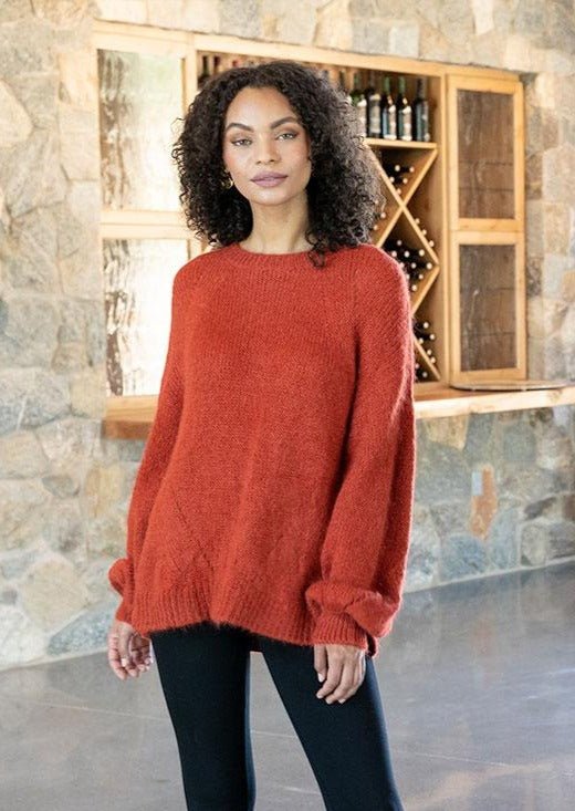 Mayte Sweater in Terra Cotta - Veneka-Sustainable-Ethical-Tops-Indigenous Drop Ship