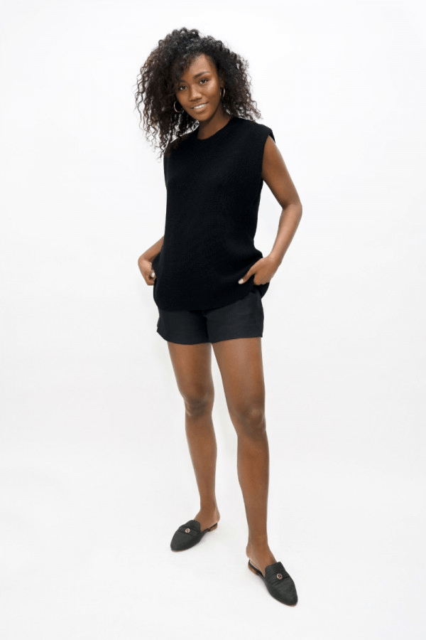 Napoli NAP High Neck Knitted Top in Licorice - Veneka-Sustainable-Ethical-Tops-1 People Drop Ship