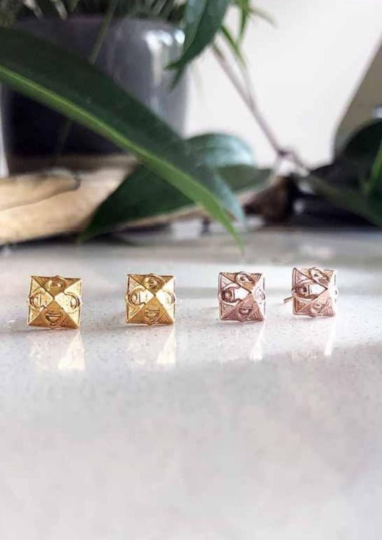 Pyramid Stud Earrings in Rose - Veneka-Sustainable-Ethical-Jewelry-Astor & Orion Drop Ship