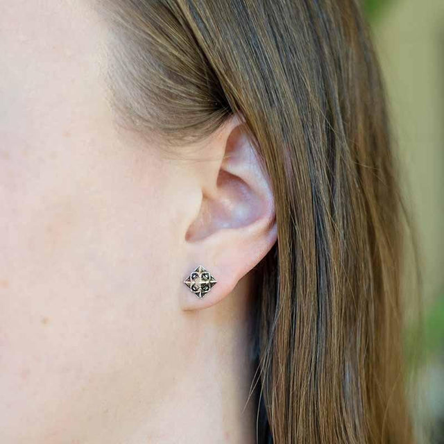 Pyramid Stud Earrings in Silver - Veneka-Sustainable-Ethical-Stud Earring-Astor & Orion Drop Ship