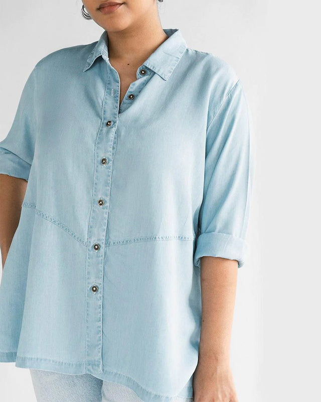 Ready For The World Top in Ocean Blue - Veneka-Sustainable-Ethical-Jackets-Reistor Drop Ship