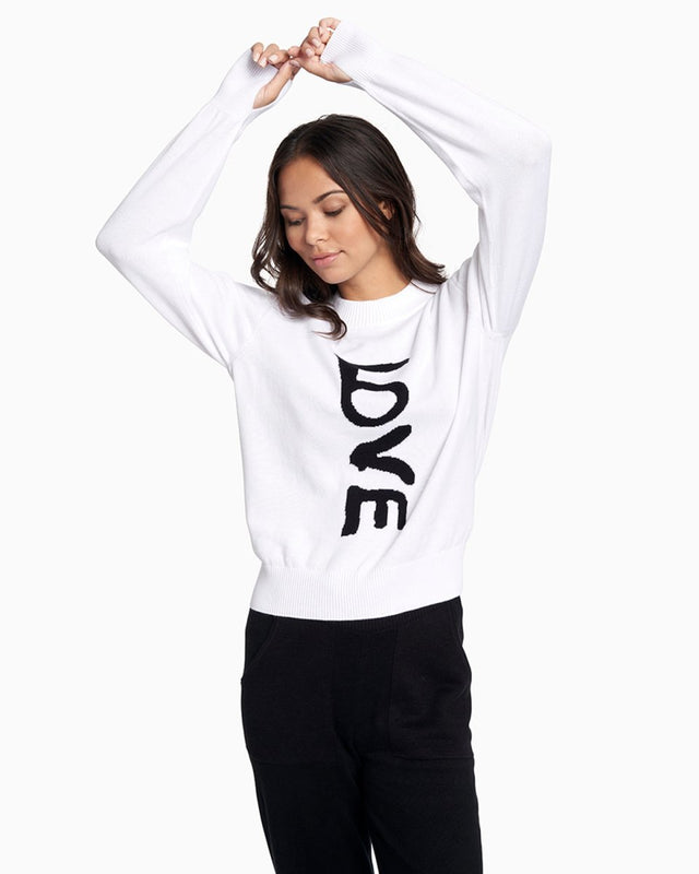 Rosario LOVE Pullover in White - Veneka-Sustainable-Ethical-Tops-YesAnd Drop Ship