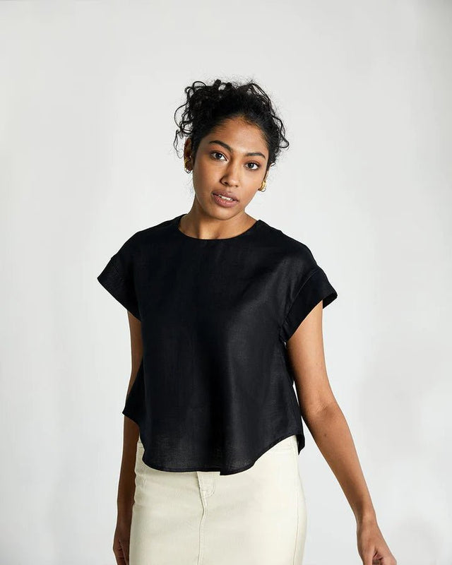 Sandcastle Saturdays Top in Black - Veneka-Sustainable-Ethical-Tops-Reistor Drop Ship