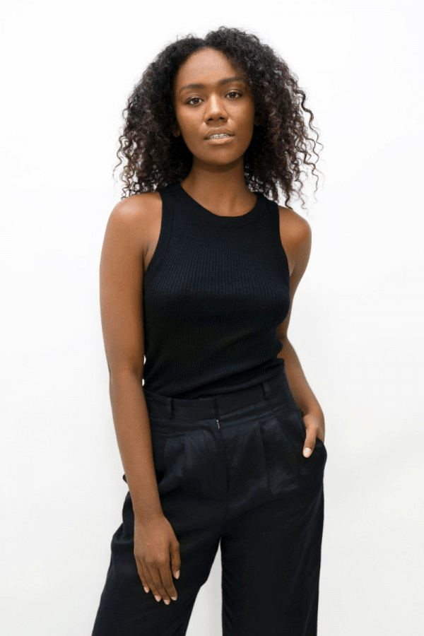Sao Paulo GRU Racer Knitted Top in Licorice - Veneka-Sustainable-Ethical-Tops-1 People Drop Ship