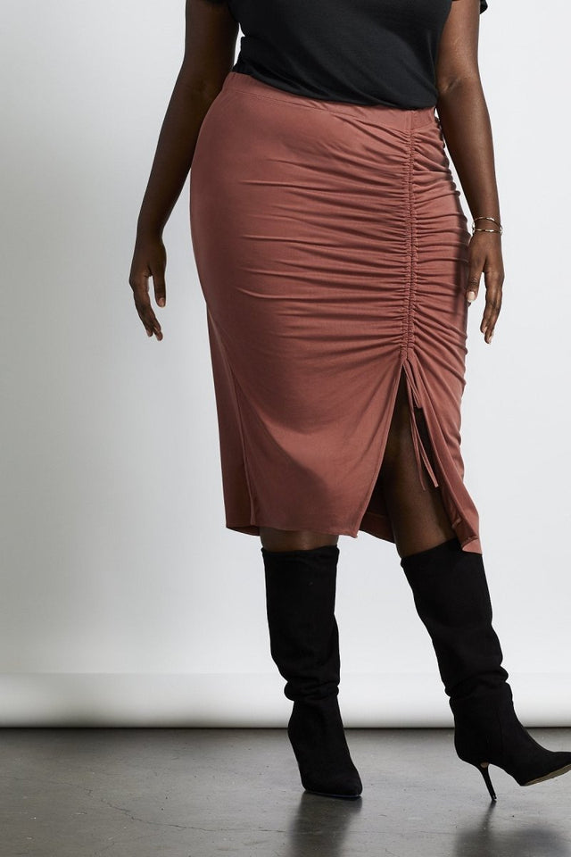 Seville Cinched Skirt in Rose Milk - Veneka-Sustainable-Ethical-Bottoms-Hours Drop Ship