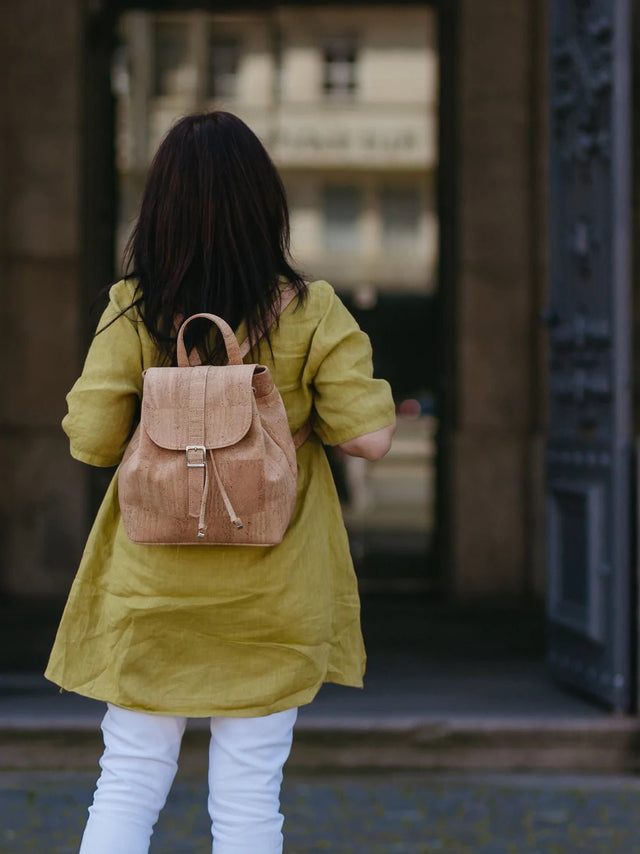 Signature Backpack in Black - Veneka-Sustainable-Ethical-Bag-Tiradia Cork Drop Ship