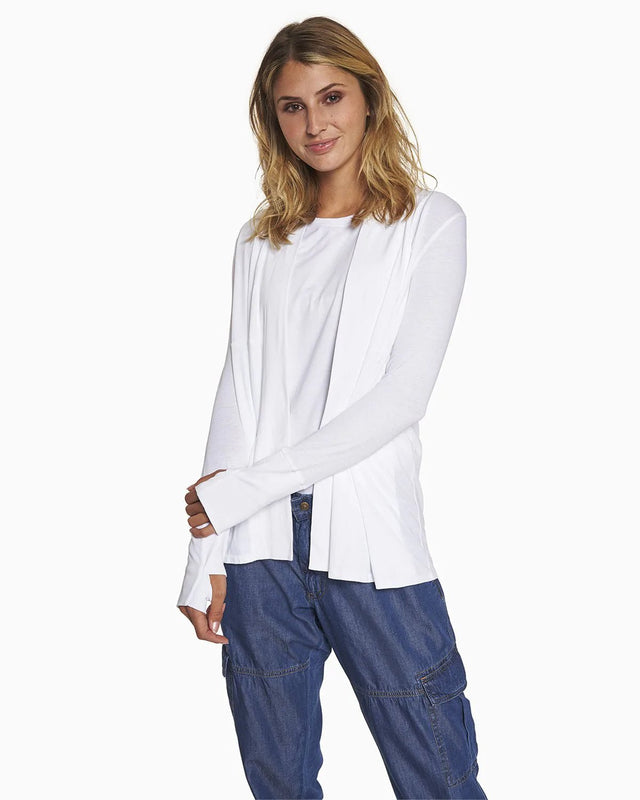 Stella Cardigan in White - Veneka-Sustainable-Ethical-Jackets-YesAnd Drop Ship