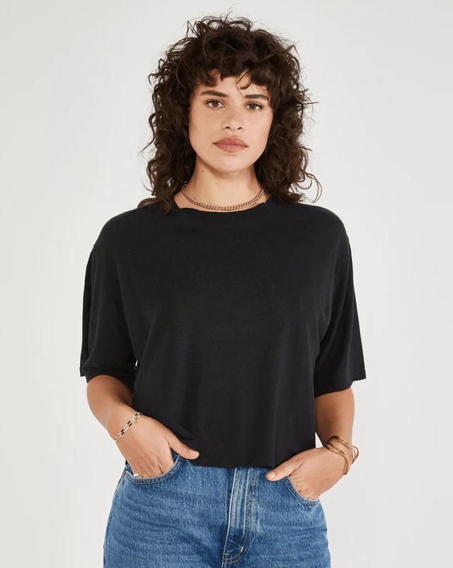 Sylvie Knit Top in Black Beauty - Veneka-Sustainable-Ethical-Tops-Etica Denim Drop Ship