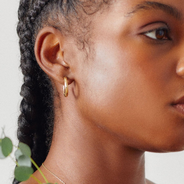 Tai Recycled Hoop Earrings in Yellow Gold - Veneka-Sustainable-Ethical-Jewelry-Nunchi Drop Ship