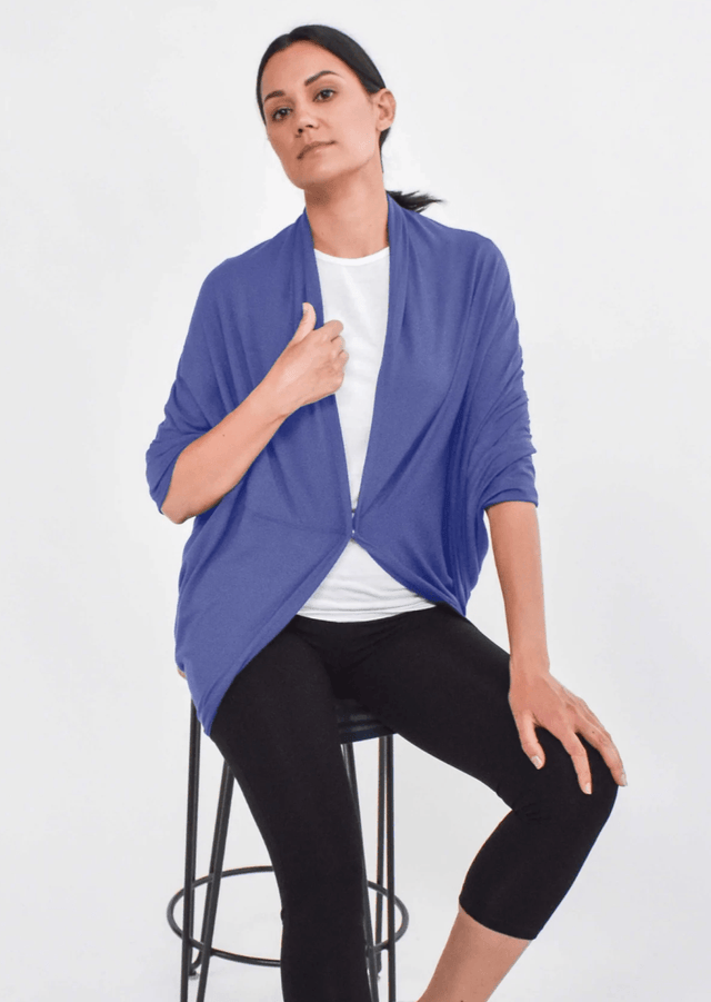 The Chrysalis Cardi - Medium in Aqua - Veneka-Sustainable-Ethical-Jackets-Encircled Drop Ship