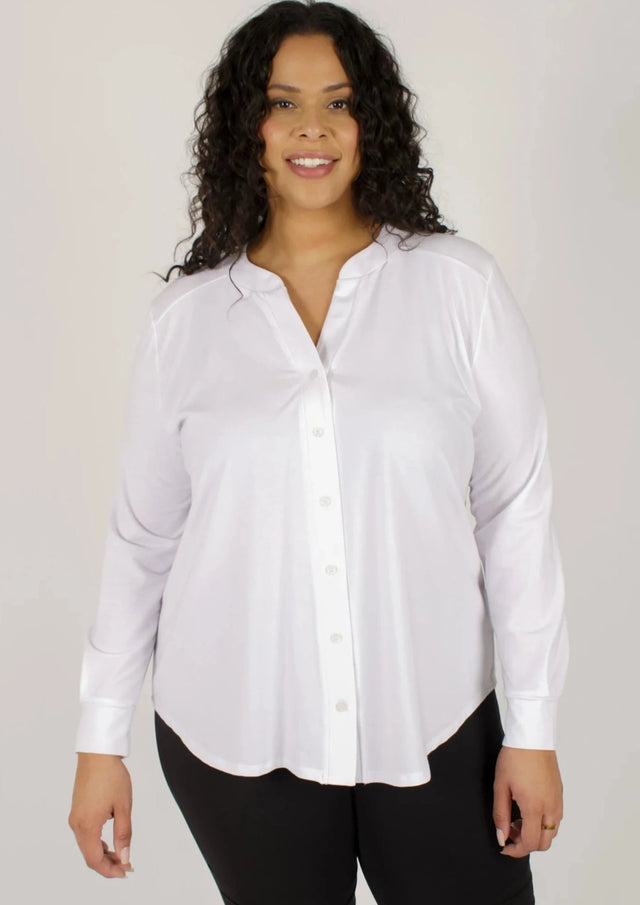 The Comfy Button-Up Shirt in White - Veneka-Sustainable-Ethical--Encircled Drop Ship Correct