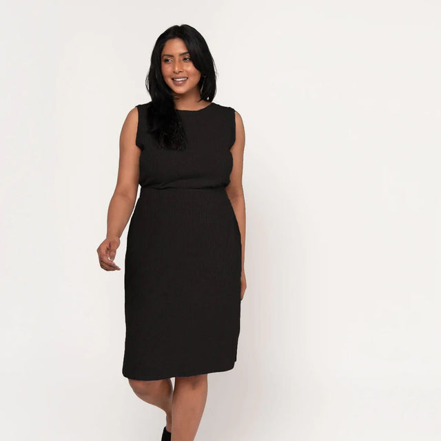 The Dressy Rib Knit Skirt in Black - Veneka-Sustainable-Ethical-Bottoms-Encircled Drop Ship