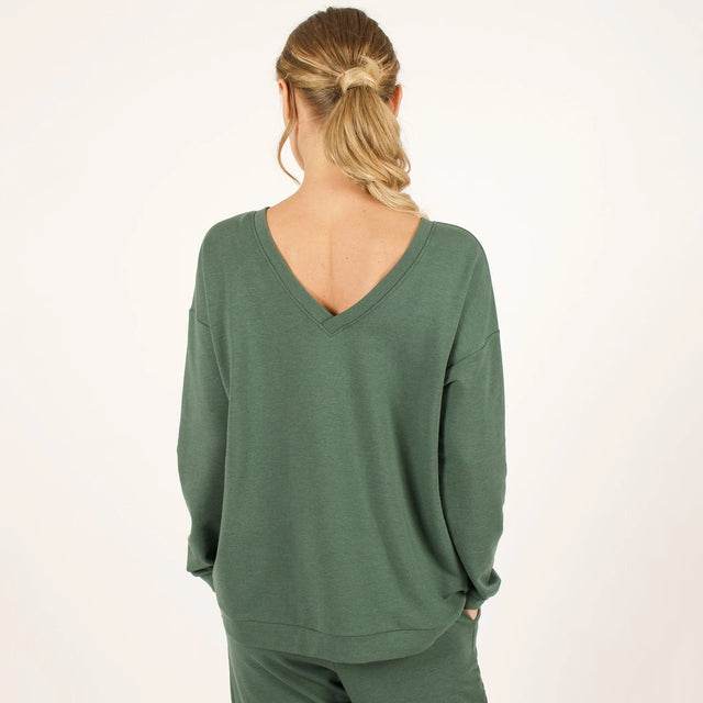 The Dressy V-Neck Sweatshirt in Black - Veneka-Sustainable-Ethical-Tops-Encircled Drop Ship Correct