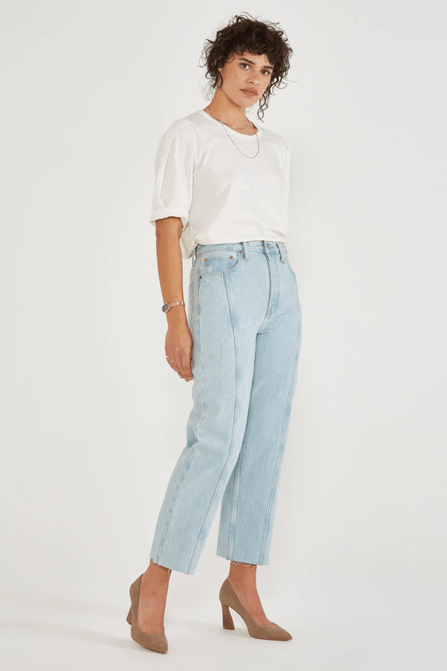 Tyler Seamed Crop in Sea Breeze - Veneka-Sustainable-Ethical-Bottoms-Etica Denim Drop Ship