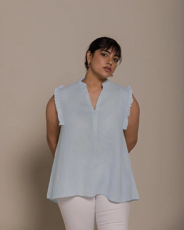 Wind In My Hair Tank in Summer Blue - Veneka-Sustainable-Ethical-Tops-Reistor Drop Ship