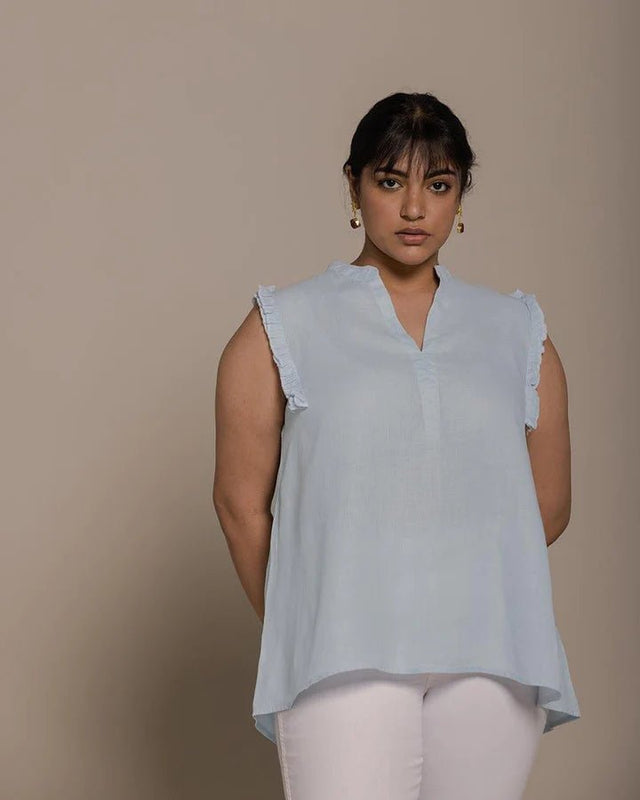 Wind In My Hair Tank in Summer Blue - Veneka-Sustainable-Ethical-Tops-Reistor Drop Ship