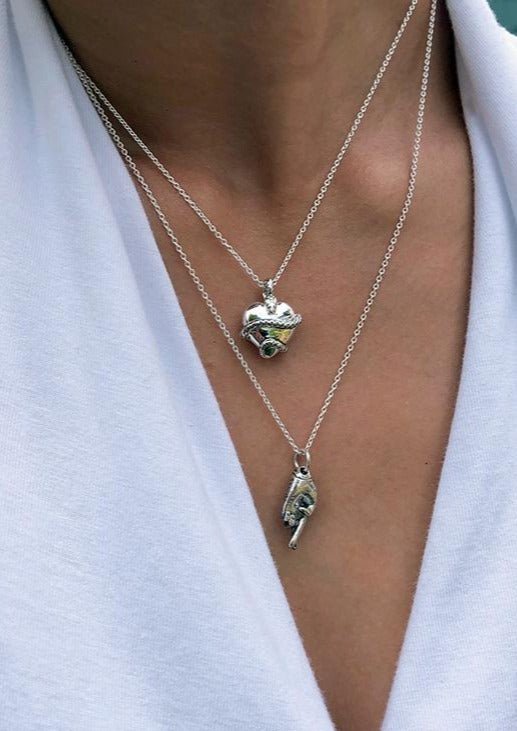 Wise Heart Charm Necklace in Silver - Veneka-Sustainable-Ethical-Jewelry-Astor & Orion Drop Ship